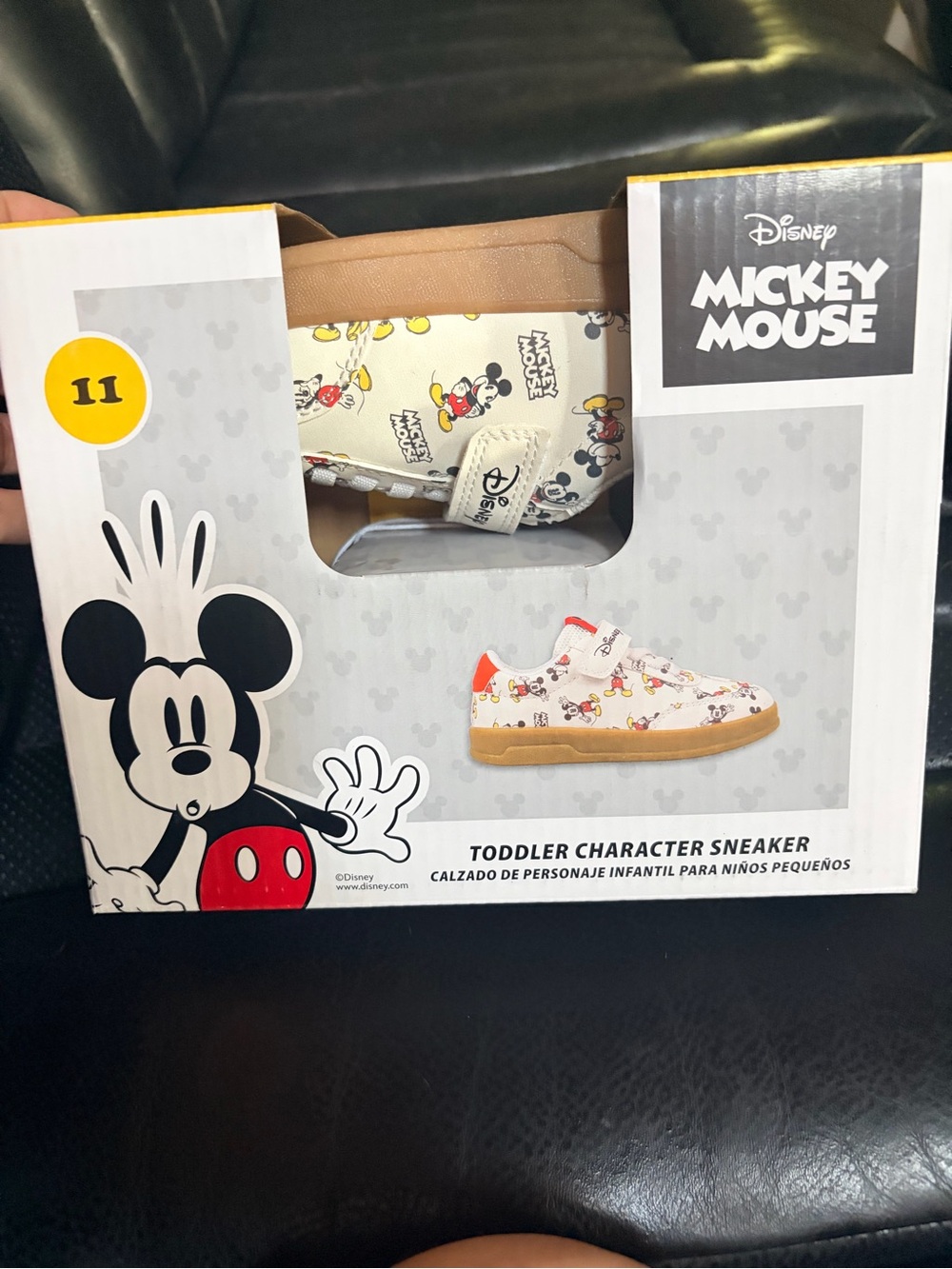 Disney Mickey Mouse Toddler Sneakers - White with Tan Sole and Red Accent